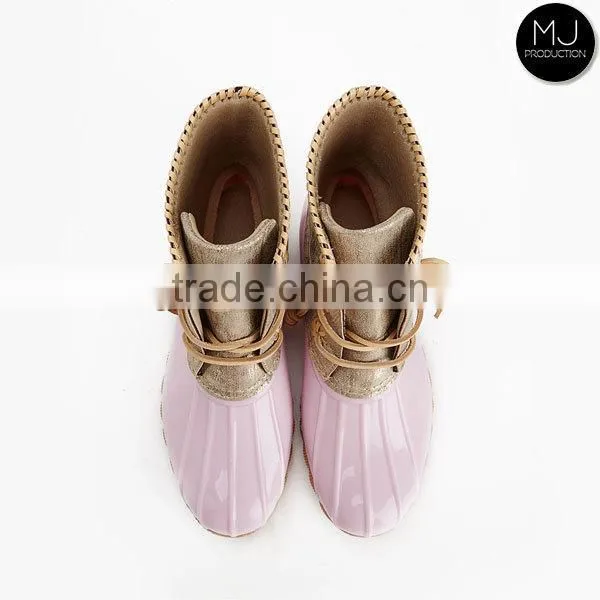 Wholesale Monogram Fashion Fur Shoes Winter Rubber Ladies Ankle Snow Duck Boots for Women photo-2