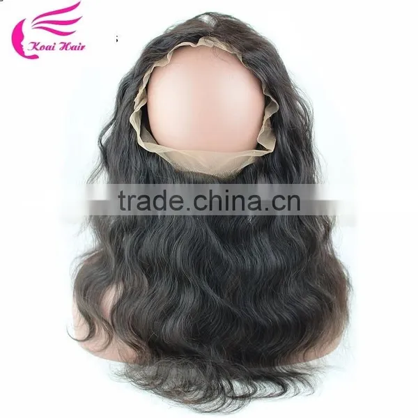360 Lace Band Frontal Bleached Knots Wavy Brazilian Virgin Hair 360 Full Lace Frontal Closure With Baby Hair photo-5
