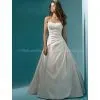 High Quality Satin Beaded A-line Strapless Bridal Wedding Dress Custom Made
