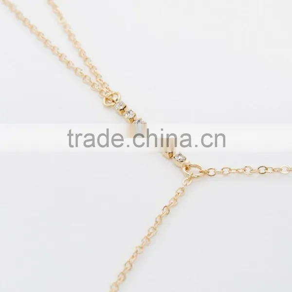 Ladies Sexy Crossover Gold Body Belly Waist Chain Bikini Beach Harness Necklace photo-2