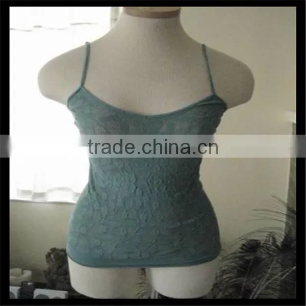 Women's Seamless Floral Jacquard Lace Cami Green Color