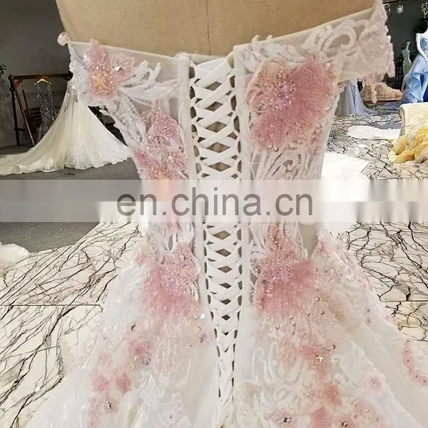 LS00319 Luxury High Quality Flower Patterns Wedding Dresses 2017 Latest Design off Shoulder Bridal Wedding Gown photo-5