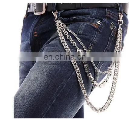 Punk Pants Chains Fashion Rock Waist Accessories Unisex Hip-hop Skull Pendant Pants Trousers Chain