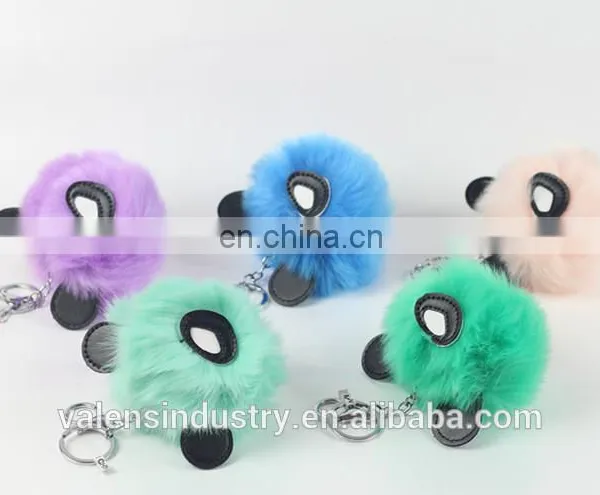 Charm Fashion Girls Handbag Pendant Fluffy Faux Fur 24 Hour Pom Pom Animal Shape Fur Pom Keychain photo-5