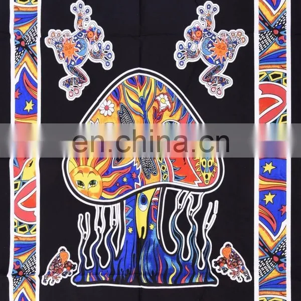 Indian Mushroom Design Poster Size Tapestry Throw Cotton Wall Decor Yoga Mat Meditation Wall Hanging photo-2