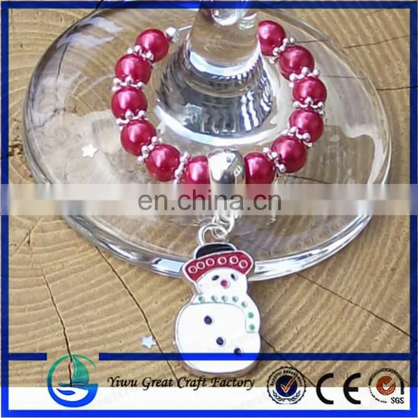 Silver Snowflake Wine Glass Charms With Enamelled Colourful Christmas Theme Charm
