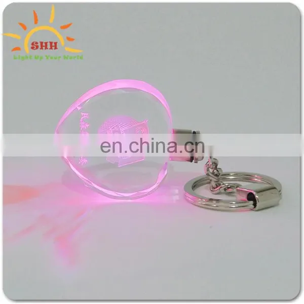 Beauty LED Light Wedding Crystal Keyring With OEM Logo Engraved photo-5