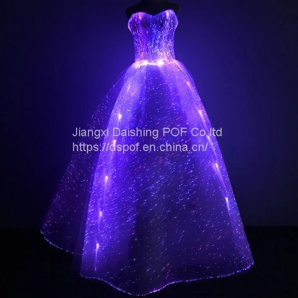 Women Light Up Optical Fabric Clothes Bridal Ball Evening Party Gown Banquet Show Formal Luminous Fiber Optic Wedding photo-5