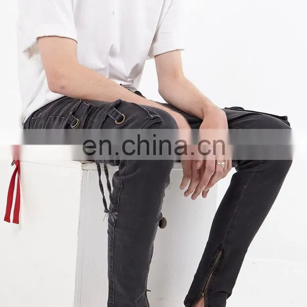 DiZNEW Black Denim D Cargo Jeans For Men photo-3