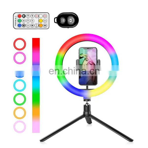 Photo LED Selfie Stick Ring Fill Light Dimmable Camera Phone Ring Lamp With Stand Tripod For Makeup Video Live Studio photo-3