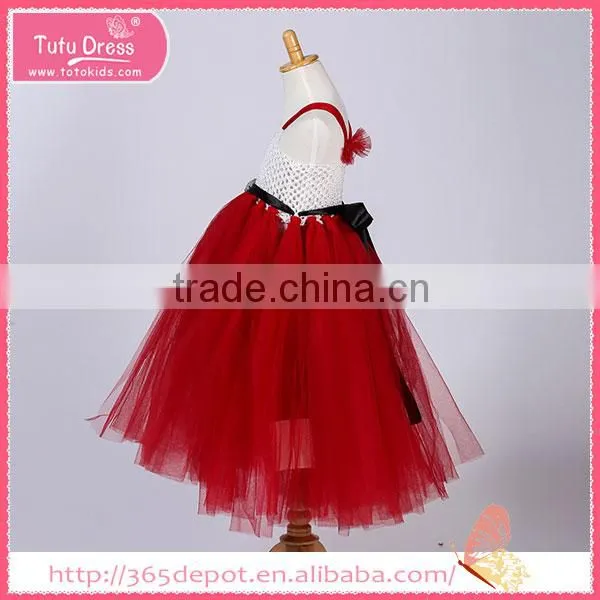 Red High Waist Princess Midi Dress With Big 3D Blossom Gauze Dress Halloween Costume Supplier's Choice photo-4