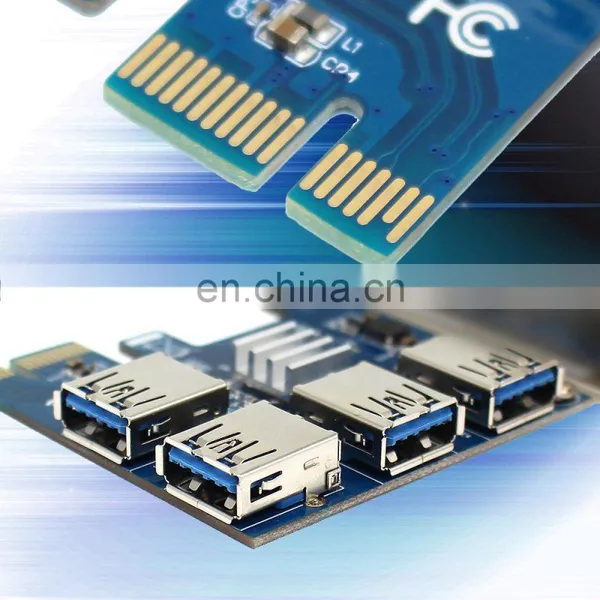 Pcie 1 To 4 Pcie 16x Riser Card Pci-e 1x To 4 Usb 3.0 Pci-e Riser Adapter Port Multiplier Card photo-3