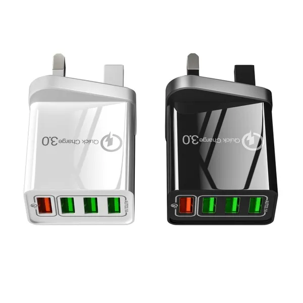 Universal Wall Portable QC3.0 4 USB Travel Charger Adapter UK Plug Mobile Phone Charger for IPhone XS Max X 8 for IPad Tablet photo-4