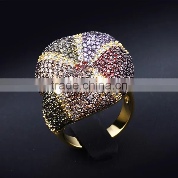 New Colorful Cubic Zirconia Pave Setting CZ Party Jewelry Trend Gold Thick Snake Ring photo-3