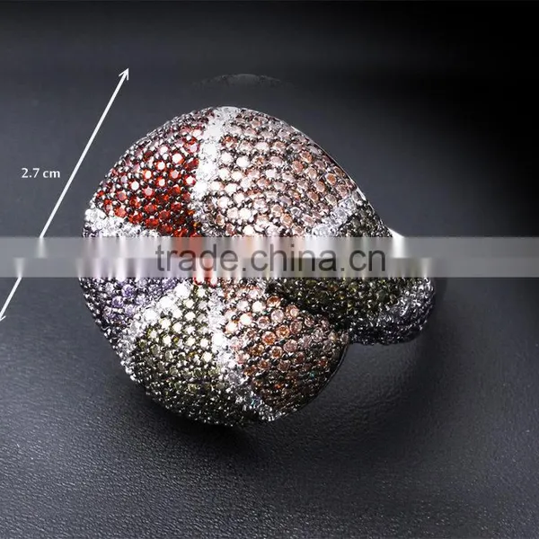 New Colorful Cubic Zirconia Pave Setting CZ Party Jewelry Trend Gold Thick Snake Ring photo-6