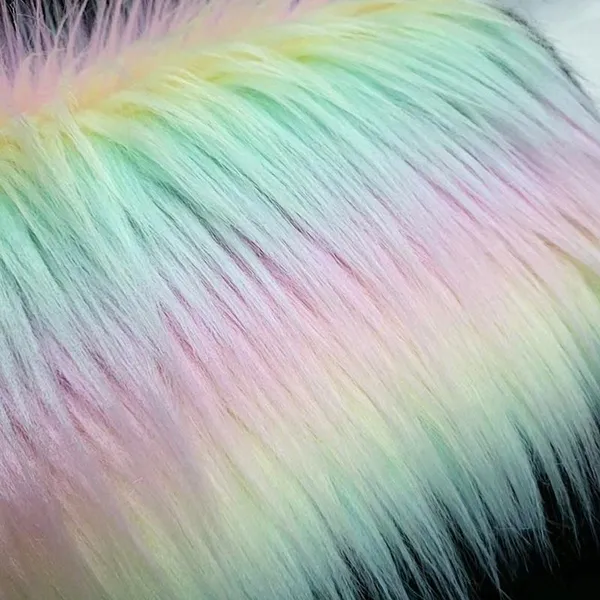 Rainbow Faux Fur Fabrics Long Pile Fabrics Fake Fur Artificial Fur Plush Fabrics photo-5