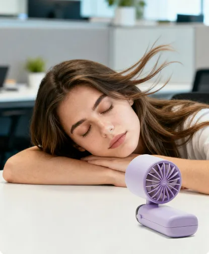 Portable USB digital folding small fan, Semiconductor ice pack neck hanging small fan,Mini fan