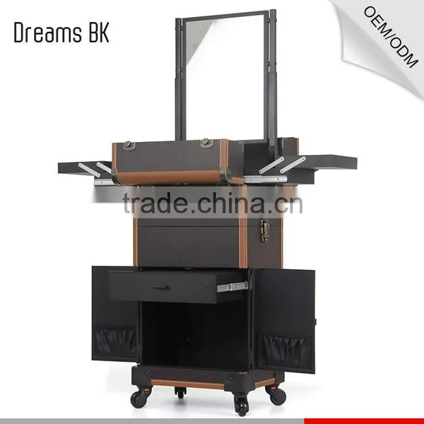 PVC Professional Beauty Case Cosmetic Case With Mirror photo-3