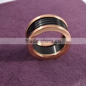 Rose Gold Ring Napkin Rings Women Black Ceramic Rings Stainless Steel photo-3