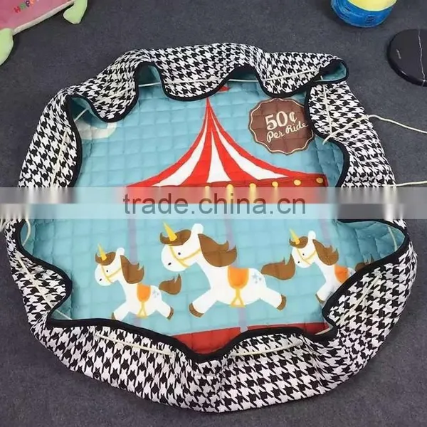 Fashion Cartoon Kids Toys Organizer Portable Children Baby Play Mat With Sides photo-4