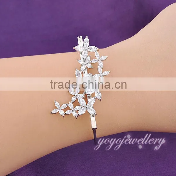 Wholesale Mexican Jewelry Zircon Flower Gold Plated Bangle Bracelet photo-6