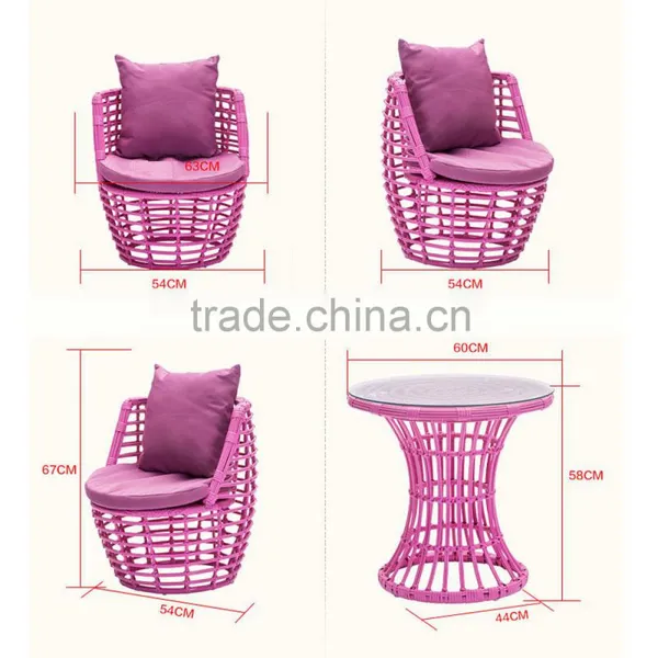 Modern Coffee Tables Rattan Patio 3PCS Garden Coffee Outdoor Dining Table And Chair Set photo-2