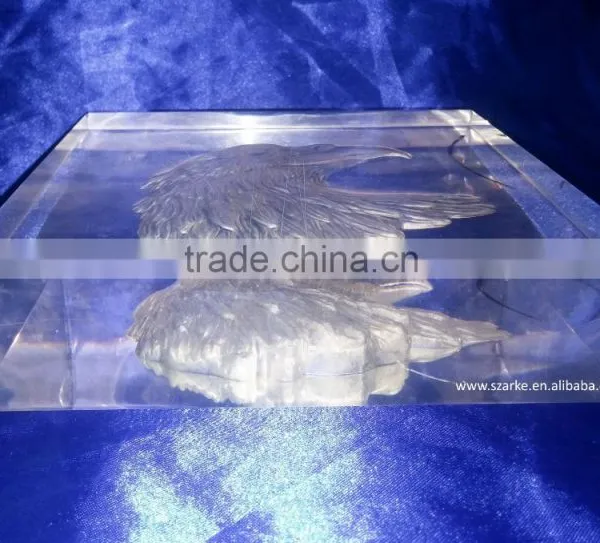 3D Laser Carving Eagle's Heart Acrylic Art Block Display Animal Style Thick Paperweight photo-5