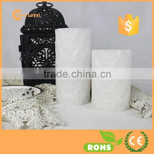 Rhombus Pattern Carving Pure White LED Candle Light With Button Battery Operated photo-4