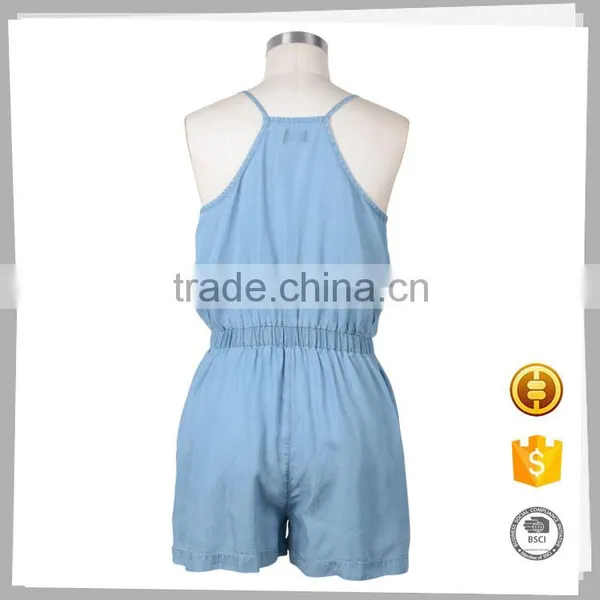 Newest 100% Cotton Custom Denim Jumpsuit Style Fashion Ladies Oem Garment photo-2