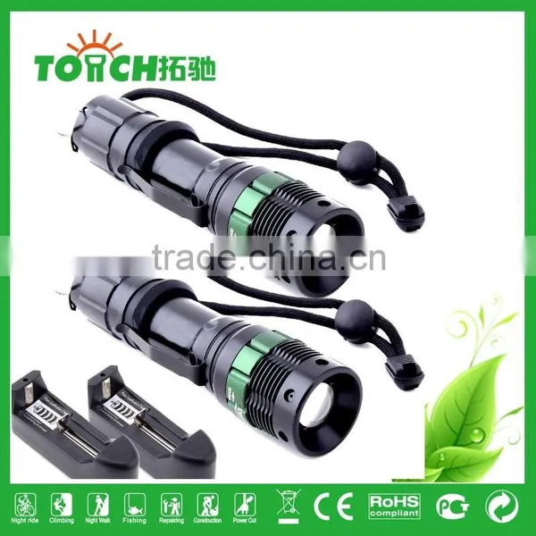 High Power Self Defense Tactical Flashlight Rechargeable Hunting Flash Light Outdoor Camping XPE Flashlight for Tactical Attack photo-2