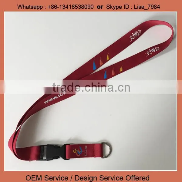 Custom Printed Polyester Ribbon Lanyard Satin Ribbon Lanyard