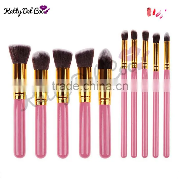 Cosmetics Brush Wholesale 10pcs Gold Alumium Luxury Best Quality Professional Makeup Brush Set photo-3