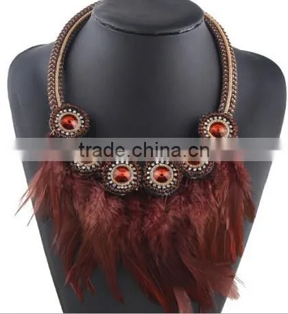 Factory Handmade New Fashion Design Real Feather Necklace for Women photo-4