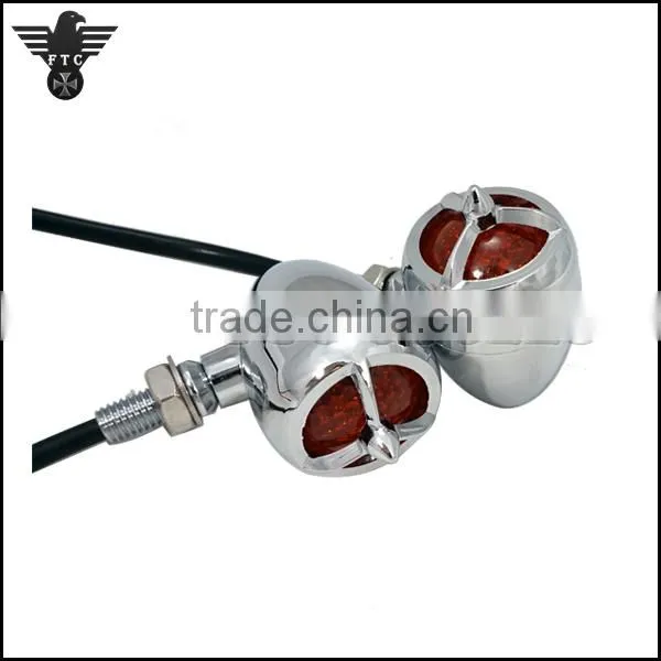 Chrome Tribar Vintage Aftermarket Motorcycle Turn Signals for Harley Sportster photo-2