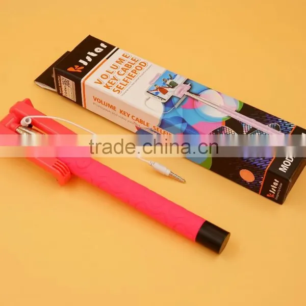 2015 Best Selling Foldable Extendable Mini Selfie Stick New Cable Take Pole Selfie Stick,wired Selfie Stick photo-5