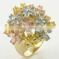 18k Gold Plated 925 Silver Luxury Flower Ring for Women