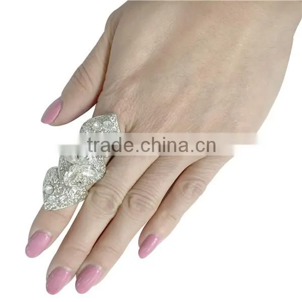 New Arrival Hollow Crystal Link Finger Ring Womens Fashion Ring Jewelry photo-3