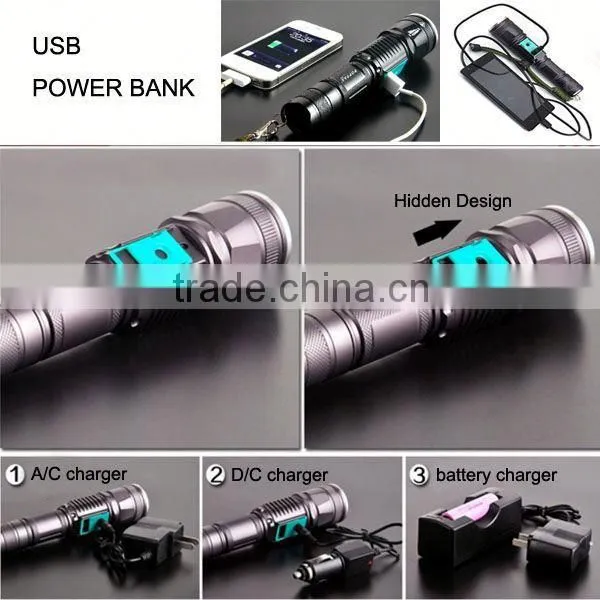 POPPAS 6611 Newest USB Led Flashlight Hunting Waterproof Power Bank Flashlight photo-5