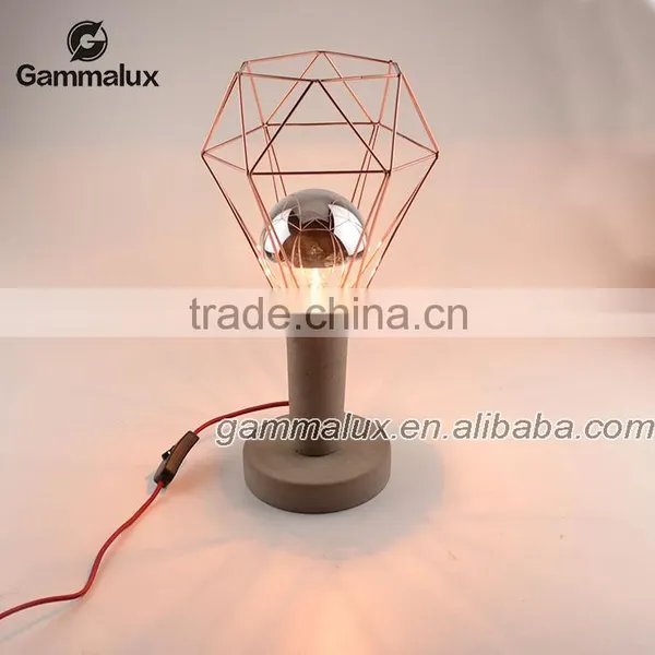 E27 Vintage Concrete Table Lamp Concrete Desk Lamp With Copper Cage Lampshade Quality Choice photo-2
