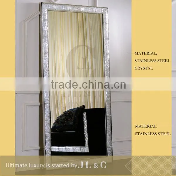 JM14-01 Crystal Floor Mirror with Solid Wood Antique in Living room from JL&C Luxury home Furniture New Designs (China Supplier)