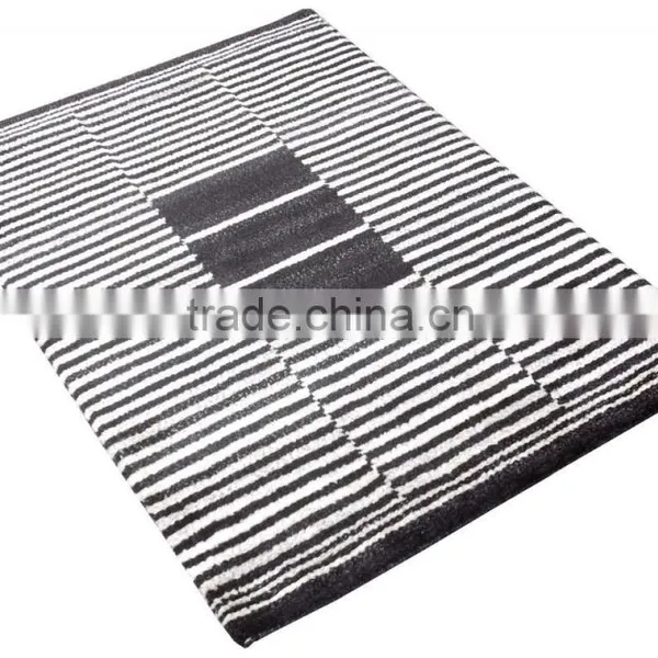 Hand Woven Wool Shaggy Rugs Stripes Design Brown/Cream Colour photo-2