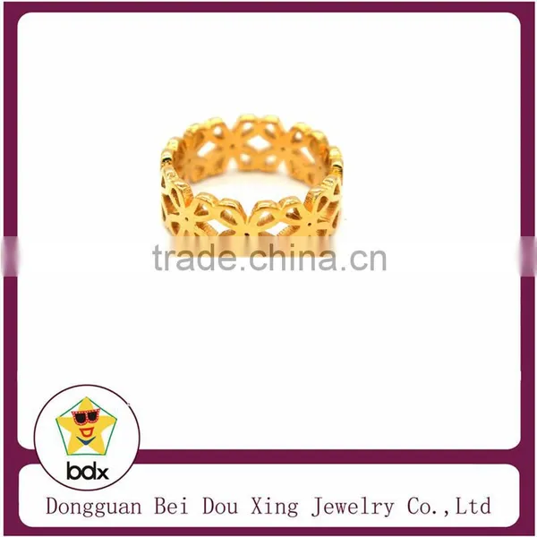 Lace Hollow Flower Design With 18K Yellow Gold Plated Bangle Style Stainless Steel 316 Fashion Ring photo-2