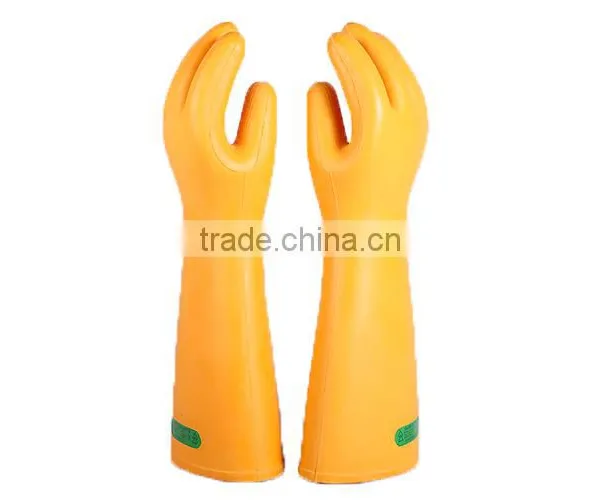 Yellow Color Anti Electrical 35kv High Voltage Insulating Long Rubber Gloves photo-6