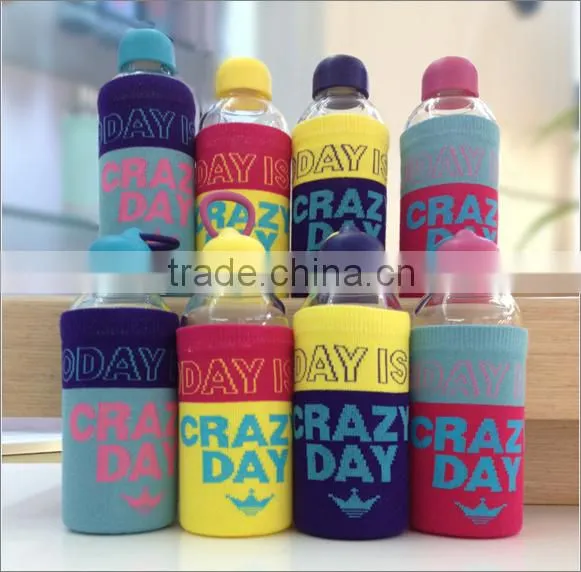 Glass Water Bottle With Silicone Sleeve Glass Sports Bottles photo-2
