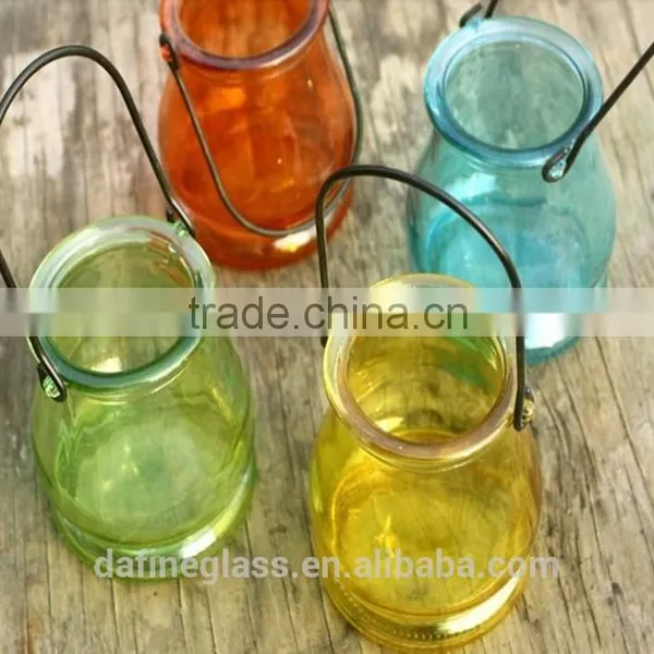 Glass Vase Bottle for Plant With Metal Handle Candle Hydroponic/Home Decoration photo-2
