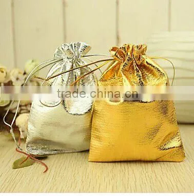 IN STOCK Metallic Silver Fabric Pouch With a Drawstring Cord photo-2