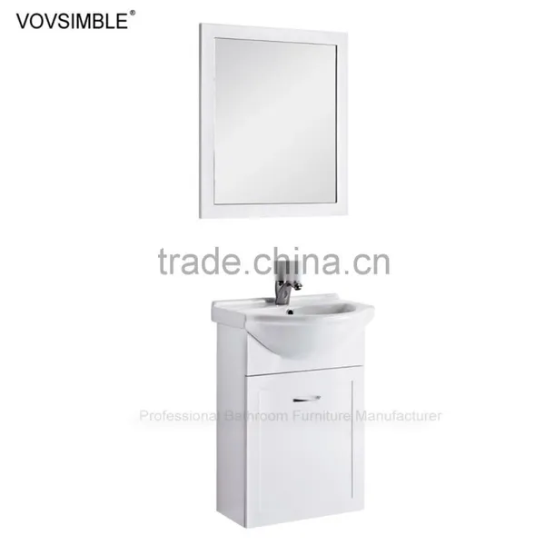 MDF Wall-hanging Bath Cabinet With Circular Mirror and Side Cabinet photo-2