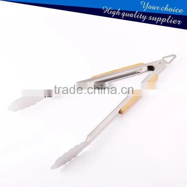 Hihg Quality Kitchen Utensils Tongs and BBQ Grill Stainless Steel Tongs With Wooden Handle photo-2