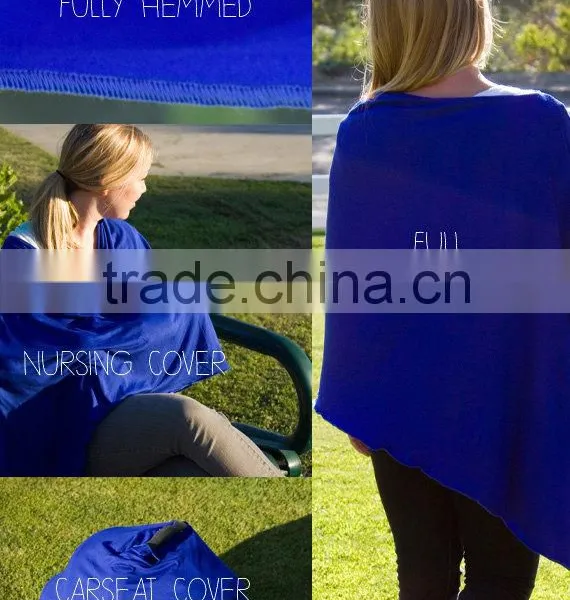 Super Soft Mondel Spandex Jersey Blue Elegant Open Full Cover Nursing Poncho photo-3