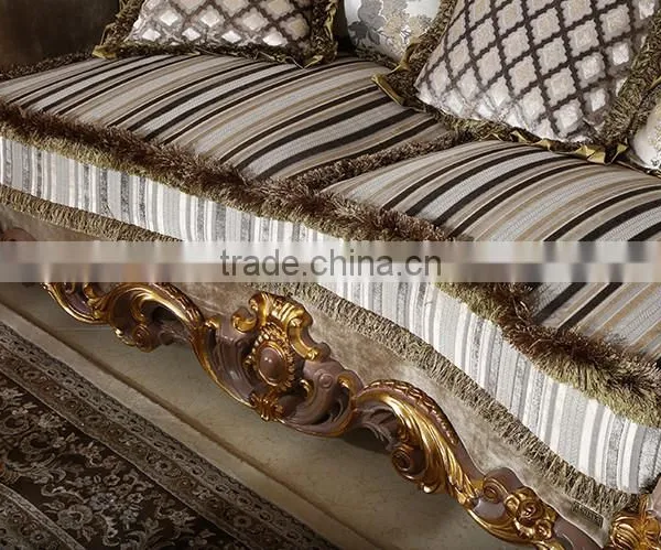 Gold Leaf Finished European Palace Hand Carved Sofa, European Living Room Furniture Set(MOQ=1 SET) photo-4